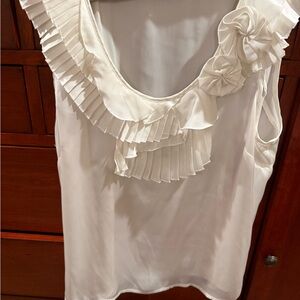 Allison Taylor Cream Ruffle Sleeveless Blouse